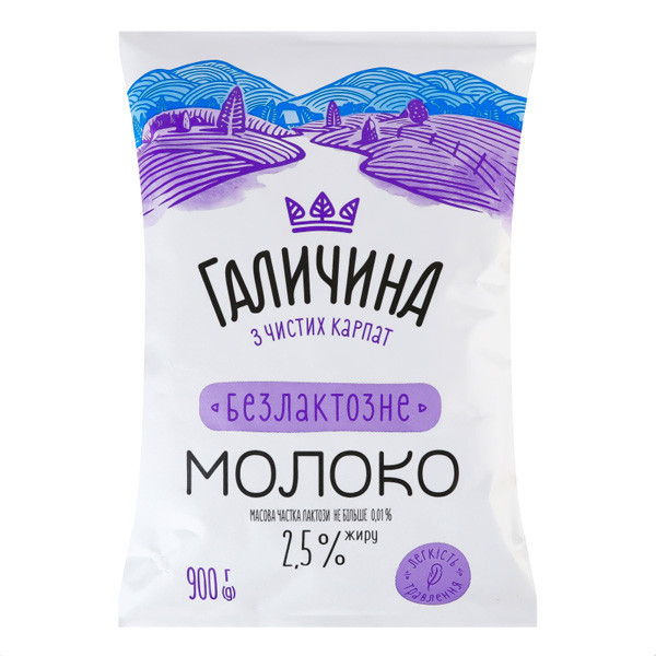 Молоко Галичина безлактозне 2,5% Т/Ф 15/09л
