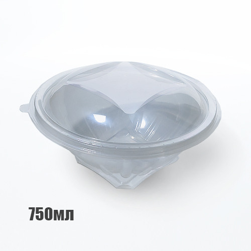Салатниця (PET) прозора з кришкою 775мл 50шт (2750) 1ШТ