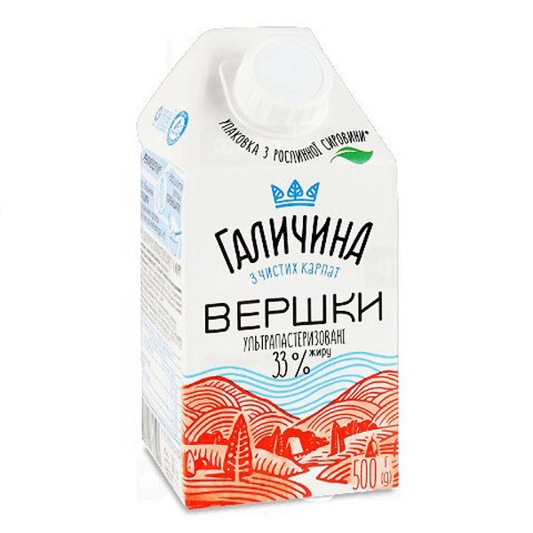 [НФ-00001825ёё] Вершки сливки 33% Галичина 500г 1ящ/12шт 1шт